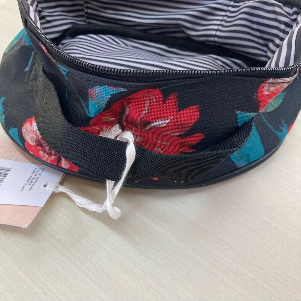 New Jessica‎ Simpson Makeup Bag Travel Black Red Floral Carry On West Coast